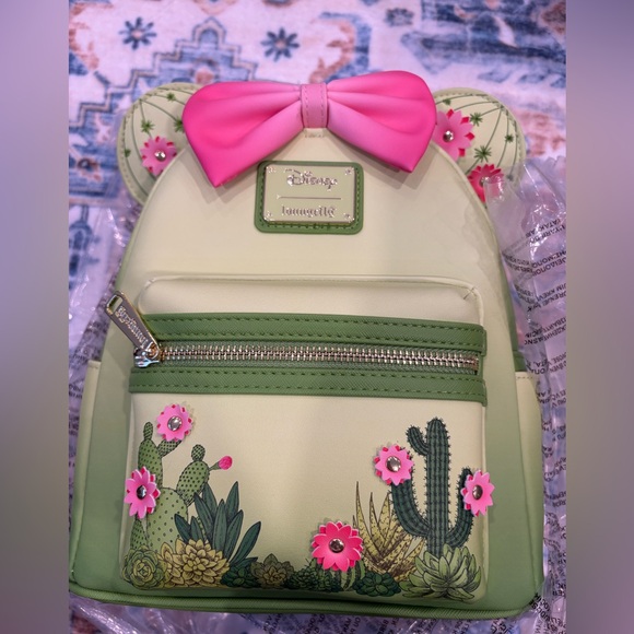 Loungefly Handbags - Loungefly Cactus Backpack with Pink Bow
